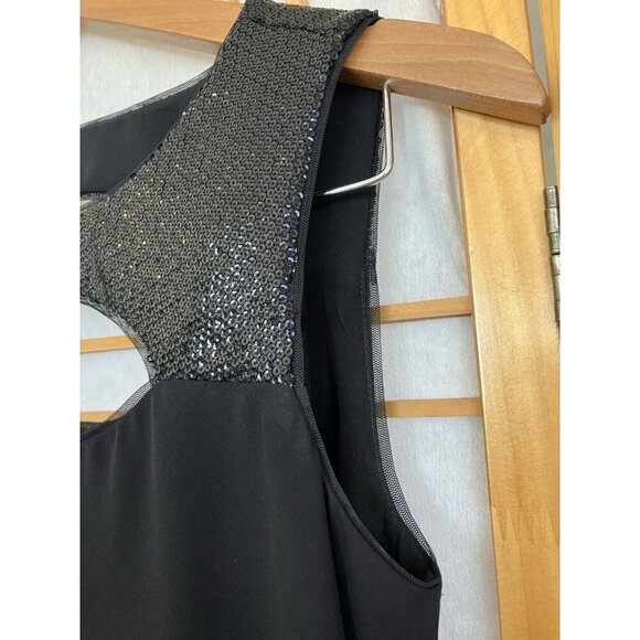 BCBGMaxAzria Bianca Top Black Chiffon & Sequined Eyelet, Blouse XXSmall - Picture 10 of 13